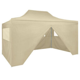 Berkfield Foldable Tent Pop-Up With 4 Side Walls 3X4.5 M Cream White - thumbnail 1