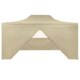 Berkfield Foldable Tent Pop-Up With 4 Side Walls 3X4.5 M Cream White - thumbnail 3