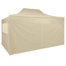 Berkfield Foldable Tent Pop-Up With 4 Side Walls 3X4.5 M Cream White - thumbnail 4
