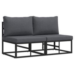 Walplus Outdoor Furniture With Cushion With Pillow Black Aluminium - thumbnail 2