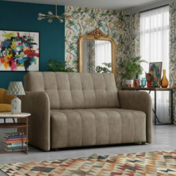 Viva Grand Ii Upholstered Living Room Sofa Bed With Wooden Legs Wave Spring Frame Bedding Storage 85X125X98Cm Capuccino - thumbnail 1