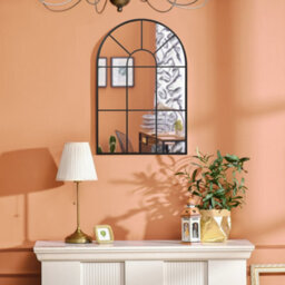 Homcom Modern Arched Window Wall Mirror For Living Room Bedroom, 91X60Cm, Black - thumbnail 5