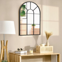 Homcom Modern Arched Window Wall Mirror For Living Room Bedroom, 91X60Cm, Black - thumbnail 6
