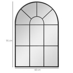 Homcom Modern Arched Window Wall Mirror For Living Room Bedroom, 91X60Cm, Black - thumbnail 3