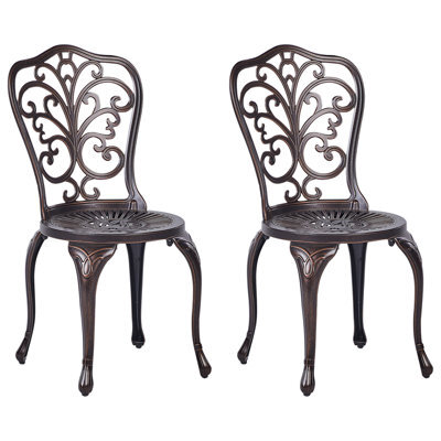 Beliani Set Of 2 Garden Chairs Triora Metal Brown - image 1