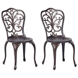 Beliani Set Of 2 Garden Chairs Triora Metal Brown - thumbnail 1