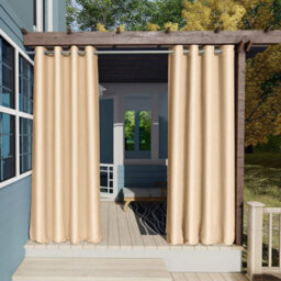 Living And Home Off White Eyelet Top Outdoor Waterproof Patio Curtain Mildew Resistant Shade 132X244Cm - thumbnail 1