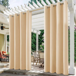 Living And Home Off White Eyelet Top Outdoor Waterproof Patio Curtain Mildew Resistant Shade 132X244Cm - thumbnail 2