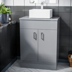 Nes Home Onken 500mm Grey Vanity Cabinet And Small Rectangle Counter Top Basin Unit - thumbnail 4