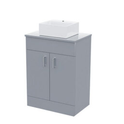 Nes Home Onken 500mm Grey Vanity Cabinet And Small Rectangle Counter Top Basin Unit - thumbnail 6