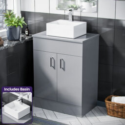 Nes Home Onken 500mm Grey Vanity Cabinet And Small Rectangle Counter Top Basin Unit - thumbnail 2