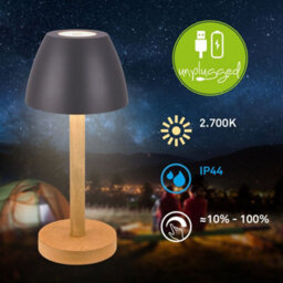 Briloner Led Table Lamp Rechargeable Light Dimmable Cordless Touch Ip44 Warm White Wood Anthracite - thumbnail 3