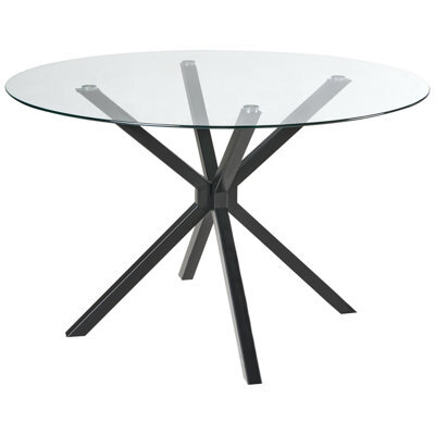 Beliani Dining Table Meston Black 120 Cm 120 Cm Tempered Glass - image 1