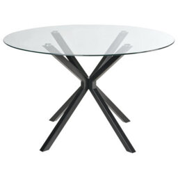Beliani Dining Table Meston Black 120 Cm 120 Cm Tempered Glass - thumbnail 4