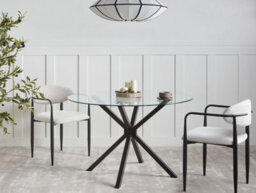 Beliani Dining Table Meston Black 120 Cm 120 Cm Tempered Glass - thumbnail 2