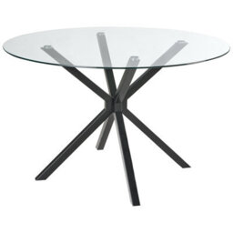 Beliani Dining Table Meston Black 120 Cm 120 Cm Tempered Glass - thumbnail 1