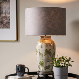 Pacific Lifestyle 30Cm Grey Self Lined Linen Drum Table Lampshade Modern Cylinder Lamp Shade Only - thumbnail 4