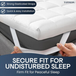 Tanness King Size Mattress Topper 150 X 200 X 10Cm - Soft Quilted Microfibre - Breathable Topper With Elastic Straps - thumbnail 5