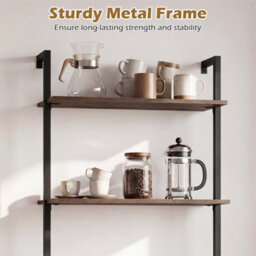 3-Tier Industrial Wall Mounted Shelves Wooden Floating Shelving Unit - thumbnail 3