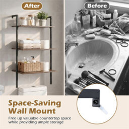 3-Tier Industrial Wall Mounted Shelves Wooden Floating Shelving Unit - thumbnail 6