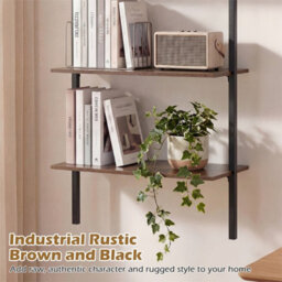 3-Tier Industrial Wall Mounted Shelves Wooden Floating Shelving Unit - thumbnail 5