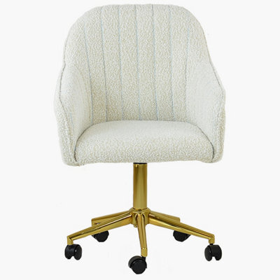 Lakeland Furniture Lule Cream Boucle Gold Base Office Chair - image 1