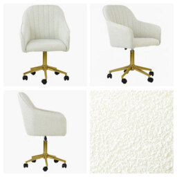 Lakeland Furniture Lule Cream Boucle Gold Base Office Chair - thumbnail 4