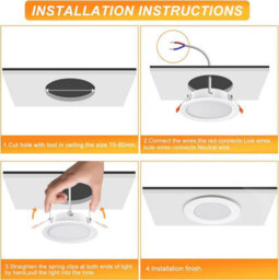 2Pack 2.5In Recessed Led Downlights, 5W 4000K Neutral White, 75mm Cut-Out Ceiling Spot Lights For Bathroom,living Room And Hallway - thumbnail 8