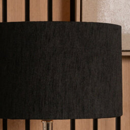 Pacific Lifestyle 45Cm Black Slubbed Faux Silk Gold Lined Cylinder Lampshade Table Floor Lamp Shade - thumbnail 2