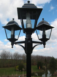 Garden Market Place Lighting-Victorian Style Triple Headed Garden Lamp Post 2.2M - thumbnail 2