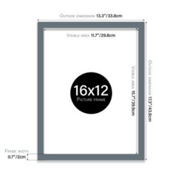 16X12 Grey Picture Frame (40.6 X 30.5Cm) Poster, Photo, Artwork, Gallery Wall Or Print - thumbnail 3