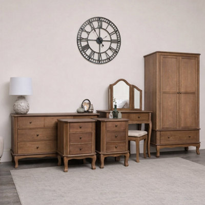 Melody Maison Dark Wood Wardrobe, Dressing Table Set, Chest Of Drawers & Pair Of Bedside Tables - Ashwell Range - image 1