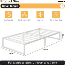 Modern Minimalist Small Single Metal Bed Frame With Slatted Base - thumbnail 2
