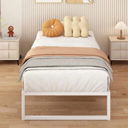 Modern Minimalist Small Single Metal Bed Frame With Slatted Base - thumbnail 3