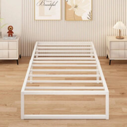 Modern Minimalist Small Single Metal Bed Frame With Slatted Base - thumbnail 4