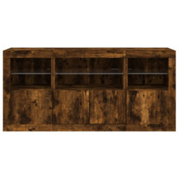 Berkfield Sideboard With Led Lights Smoked Oak 142.5X37X67 Cm - thumbnail 6