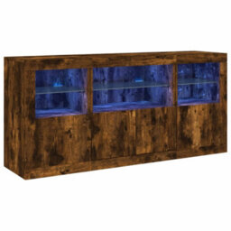 Berkfield Sideboard With Led Lights Smoked Oak 142.5X37X67 Cm - thumbnail 2