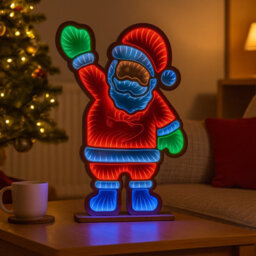 Trendi 60Cm Led Infinity Mirror Light 3D Illusion Lamp With Wooden Base, Double Sided Decor (Santa) - thumbnail 4