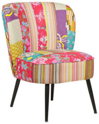 Wyld And Coco Multicolour Patchwork Armchair Armless Accent Chair With Metal Legs Modern Design For Living Room - thumbnail 3
