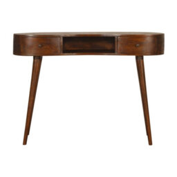 Wyld Haus Parma Chestnut Mango Wood Wave Writing Desk 2 Drawers - thumbnail 2