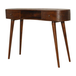 Wyld Haus Parma Chestnut Mango Wood Wave Writing Desk 2 Drawers - thumbnail 4
