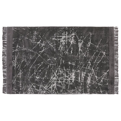 Beliani Rug Hanli Dark Grey 140 X 200 Cm Viscose - image 1