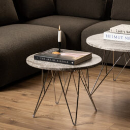 Furniture To Go Prunus Round Side Table  With Grey-Brown Marble Top - thumbnail 4