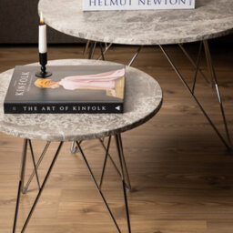 Furniture To Go Prunus Round Side Table  With Grey-Brown Marble Top - thumbnail 5