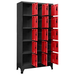 Berkfield Modern Locker Cabinet Anthracite And Red 90X40X180 Cm Steel - thumbnail 3