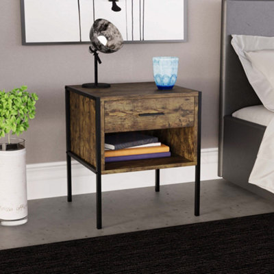 Lassic Vida Designs Brooklyn Dark Wood 1 Drawer Bedside Cabinet (H)500mm (W)430mm (D)400mm - image 1