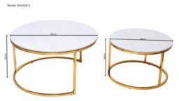 Q&p Furniture Nova Modern Nest Coffee Table  2 Piece Set With Chrome Gold Legs Sintered Stone Top - thumbnail 4