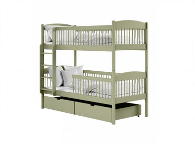 Arte Olive Wooden Bunk Bed Luna With Storage W198Cm - Space-Saving Bunk Bed With Drawers - image 1