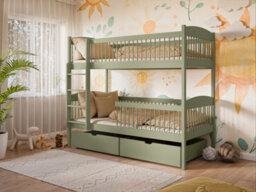 Arte Olive Wooden Bunk Bed Luna With Storage W198Cm - Space-Saving Bunk Bed With Drawers - thumbnail 2