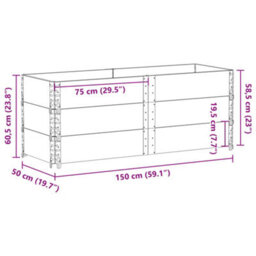 Berkfield Garden Planter Grey 150X50 Cm Solid Wood Pine - thumbnail 8